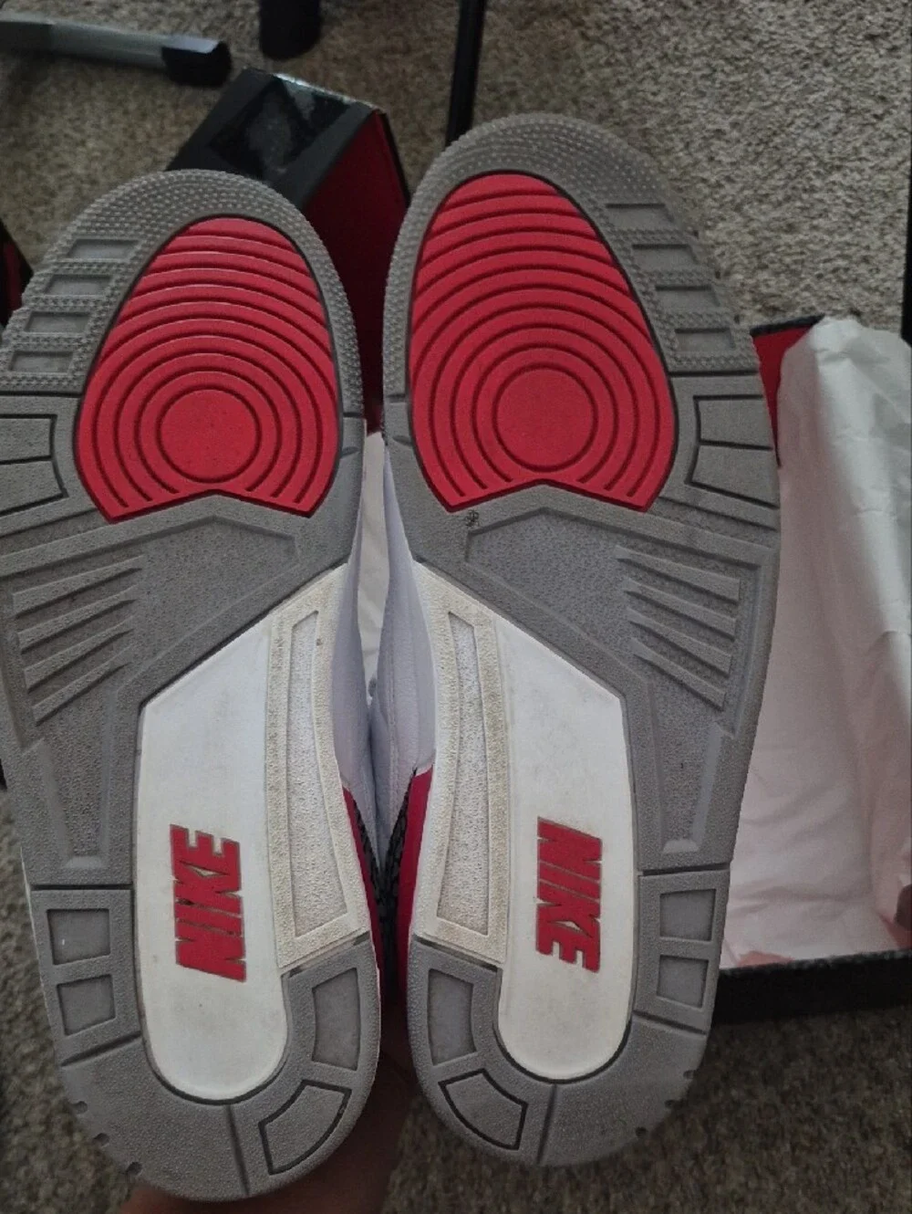 Air Jordan 3 Retro White Fire Red Leather Sneakers